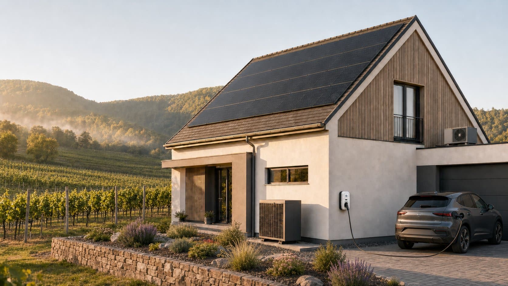 Modernes Einfamilienhaus mit Photovoltaikanlage